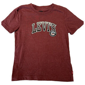 Levis Graphic T-Shirt Maroon Explore More Logo Sz 5/6 Youth School Casual